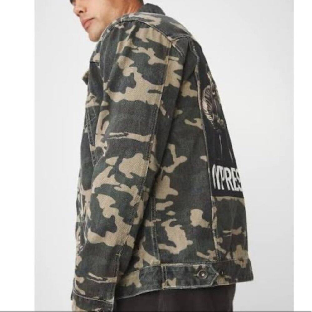 CYPRESS HILL denim jacket men's camo green & gray size MEDIUM - Picture 13 of 14